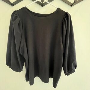 SONOMA— black puffed sleeve top, size M